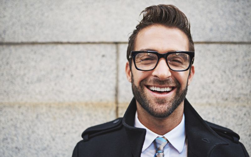 Happy-smiling Man with glasses and tie